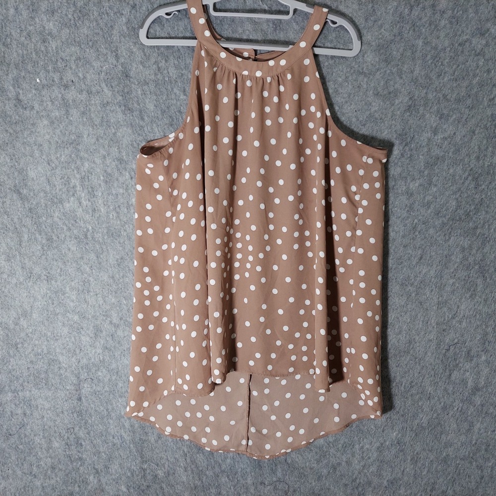 Torrid Women Top 0 0X Tan Polka Dot Minimalist Halter High Low Hem Lightweight